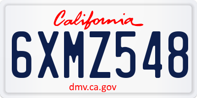CA license plate 6XMZ548