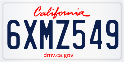 CA license plate 6XMZ549