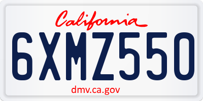 CA license plate 6XMZ550