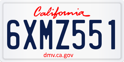 CA license plate 6XMZ551