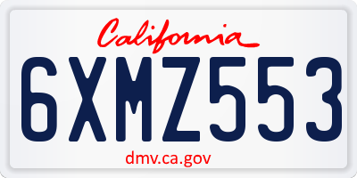CA license plate 6XMZ553