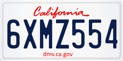 CA license plate 6XMZ554