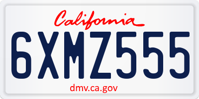 CA license plate 6XMZ555