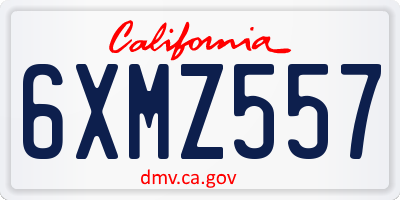 CA license plate 6XMZ557