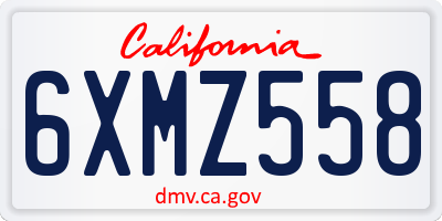CA license plate 6XMZ558