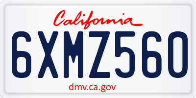 CA license plate 6XMZ560