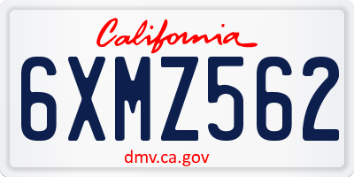 CA license plate 6XMZ562