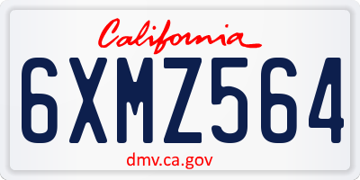 CA license plate 6XMZ564