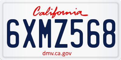 CA license plate 6XMZ568