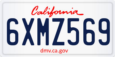 CA license plate 6XMZ569