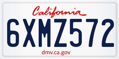 CA license plate 6XMZ572