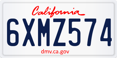 CA license plate 6XMZ574