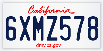 CA license plate 6XMZ578