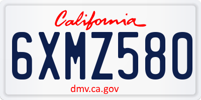 CA license plate 6XMZ580