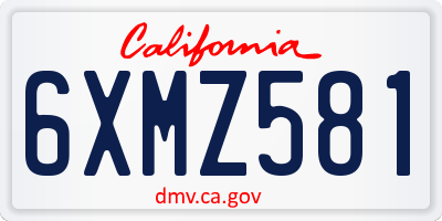 CA license plate 6XMZ581