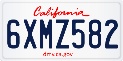 CA license plate 6XMZ582