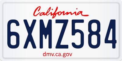 CA license plate 6XMZ584