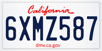 CA license plate 6XMZ587