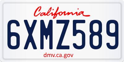CA license plate 6XMZ589