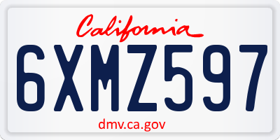 CA license plate 6XMZ597