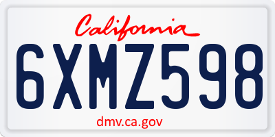 CA license plate 6XMZ598