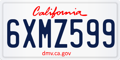 CA license plate 6XMZ599