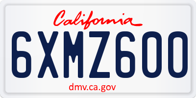 CA license plate 6XMZ600