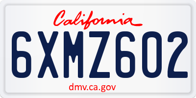 CA license plate 6XMZ602