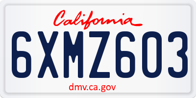 CA license plate 6XMZ603