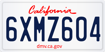 CA license plate 6XMZ604