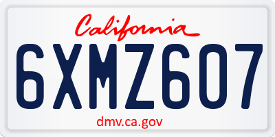 CA license plate 6XMZ607