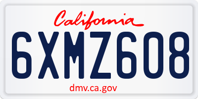 CA license plate 6XMZ608