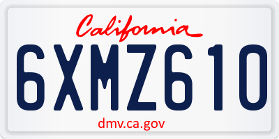 CA license plate 6XMZ610