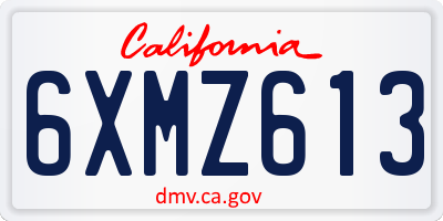 CA license plate 6XMZ613