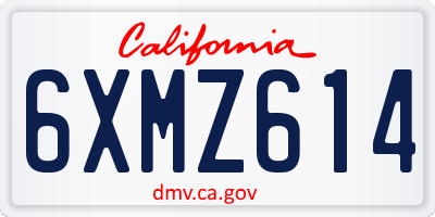 CA license plate 6XMZ614