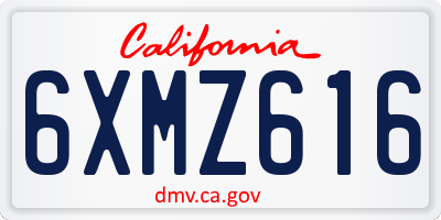 CA license plate 6XMZ616