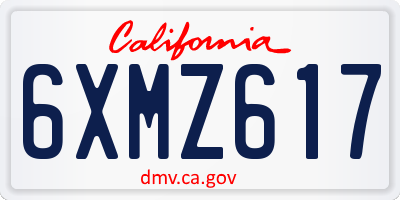 CA license plate 6XMZ617