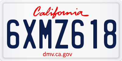 CA license plate 6XMZ618