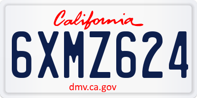 CA license plate 6XMZ624
