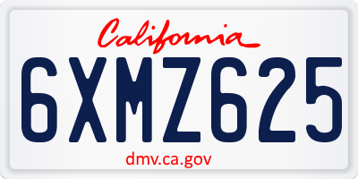 CA license plate 6XMZ625