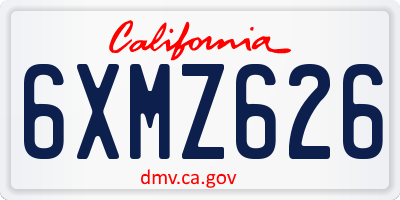 CA license plate 6XMZ626