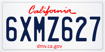 CA license plate 6XMZ627
