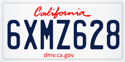 CA license plate 6XMZ628