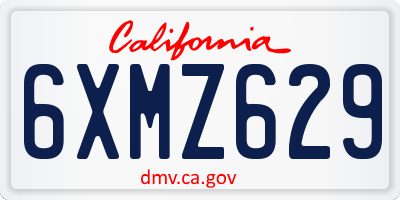 CA license plate 6XMZ629