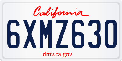 CA license plate 6XMZ630