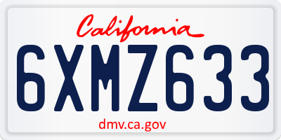CA license plate 6XMZ633