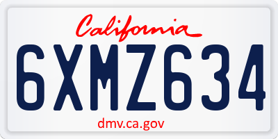 CA license plate 6XMZ634