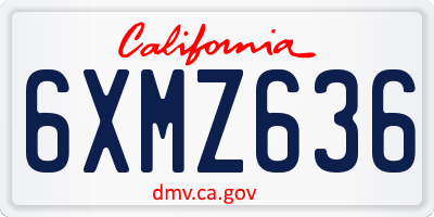 CA license plate 6XMZ636
