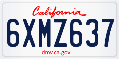 CA license plate 6XMZ637