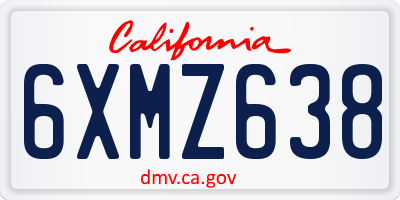 CA license plate 6XMZ638